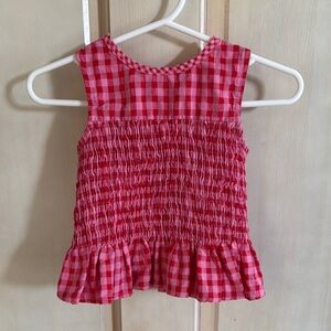 Zara Toddler Red Gingham Peplum Top